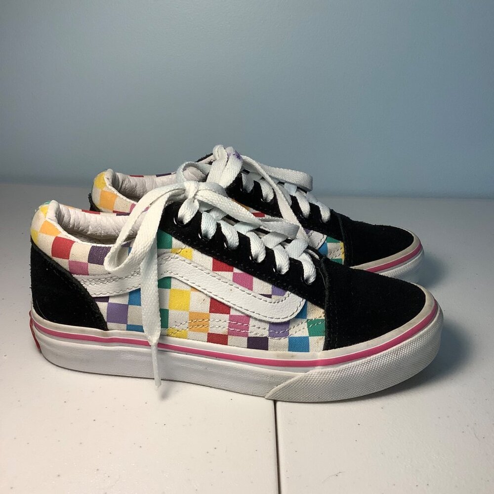 Vans Kids Sz 1 Off the Wall Checkerboard Multicolor Sneakers 721356 Skater Shoe